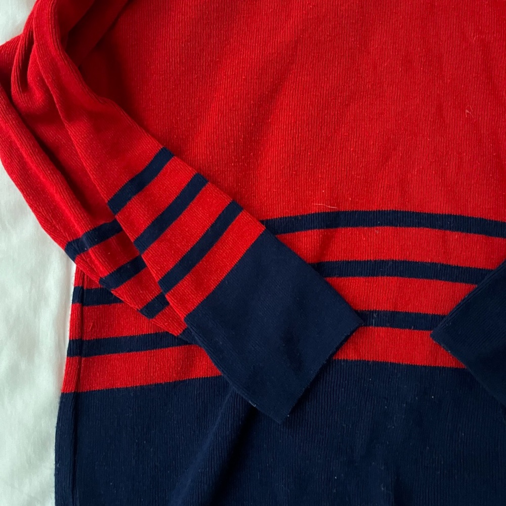 Red and Navy Striped Sweater